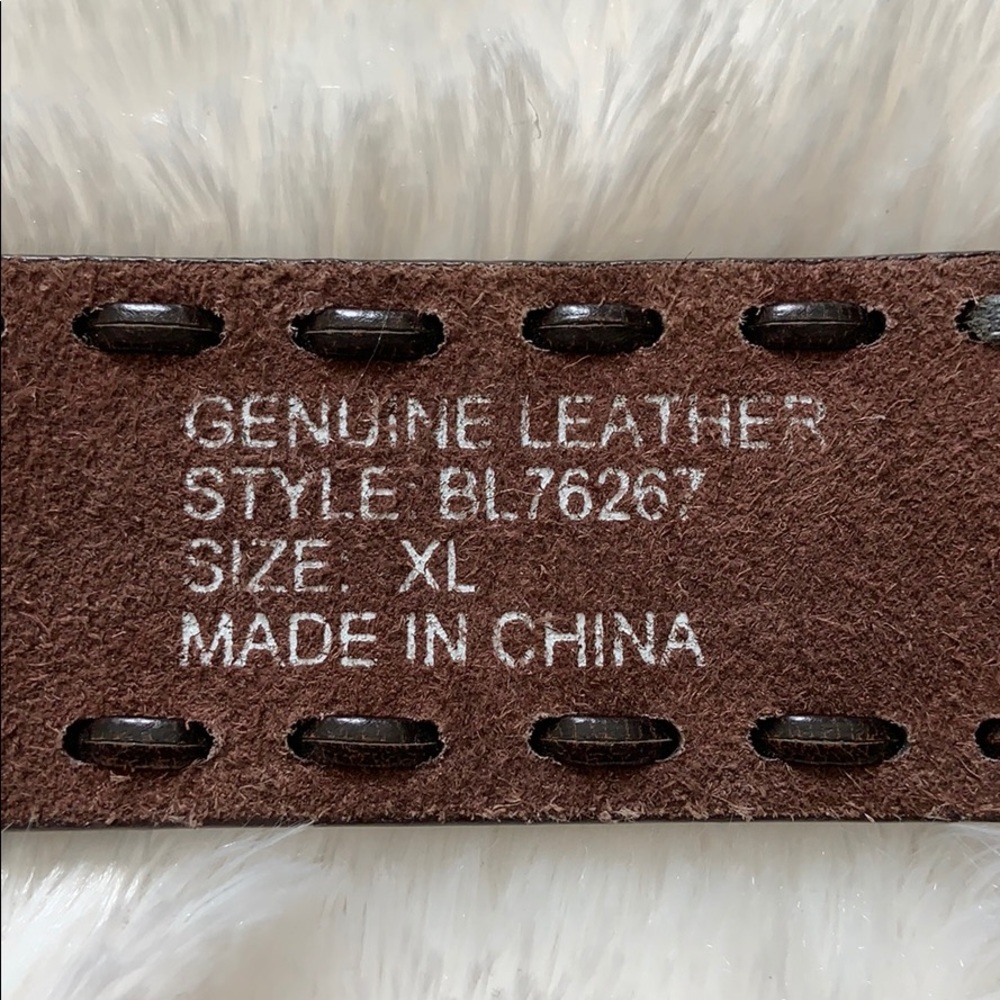 Gold and brown leather belt size XL - Picture 7 of 7